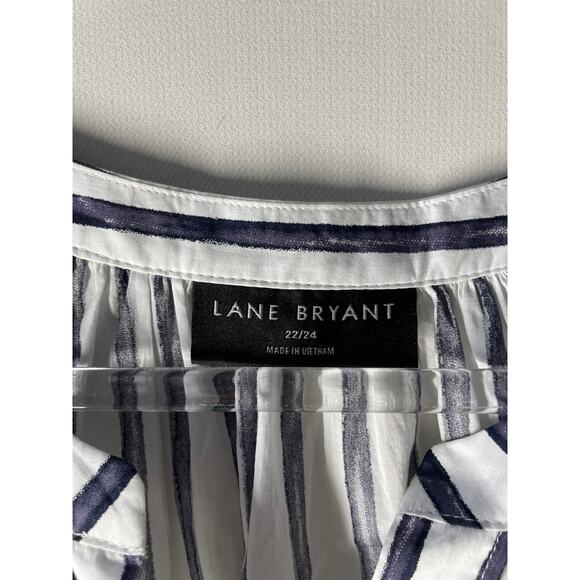 Lane Bryant Striped Button Down Blouse top Cotton White Gray Size 22/24 - Picture 3 of 6